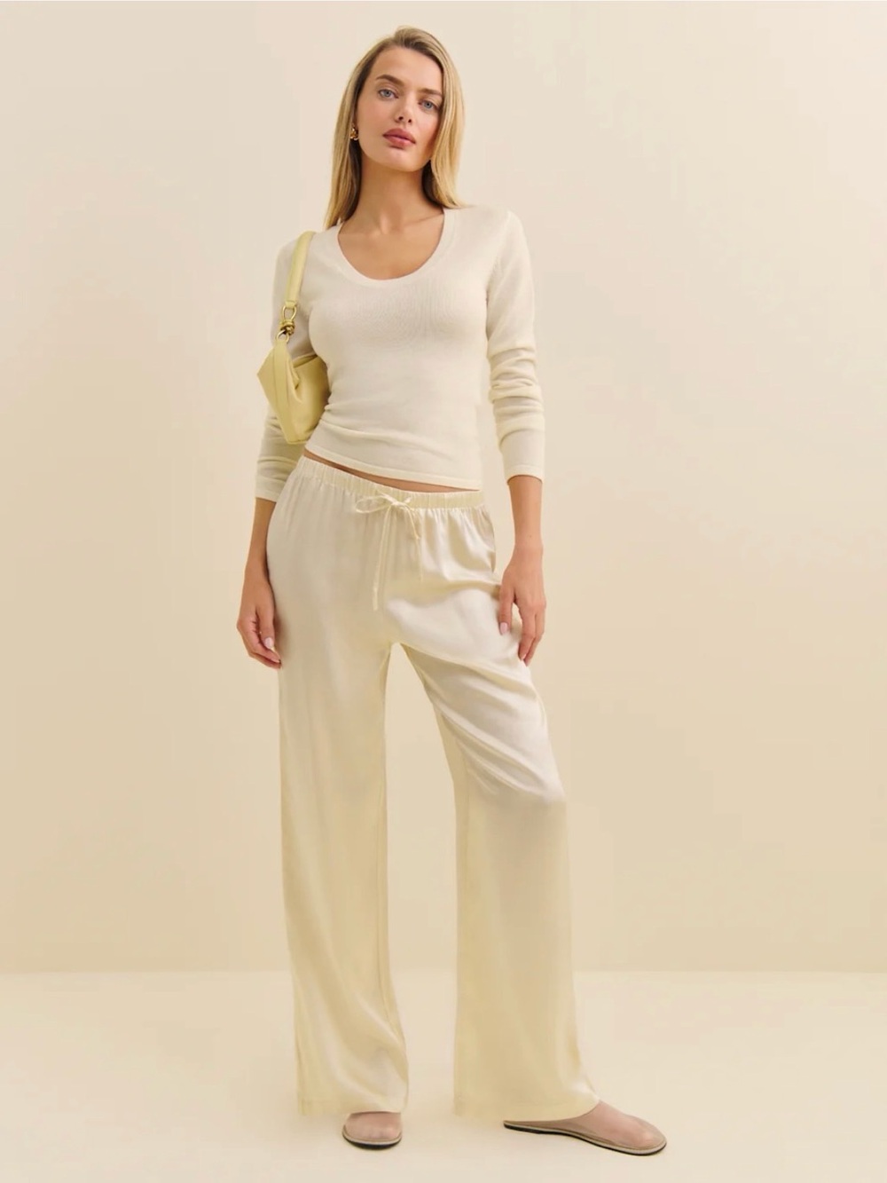 NWT Reformation Olina Silk Short Pant in Sugar Size MP Medium Petite $218 - Picture 2 of 9